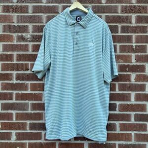 FootJoy Front buttons Short sleeves Polo Shirt Mens Sz XL Grey Yellow Stripes